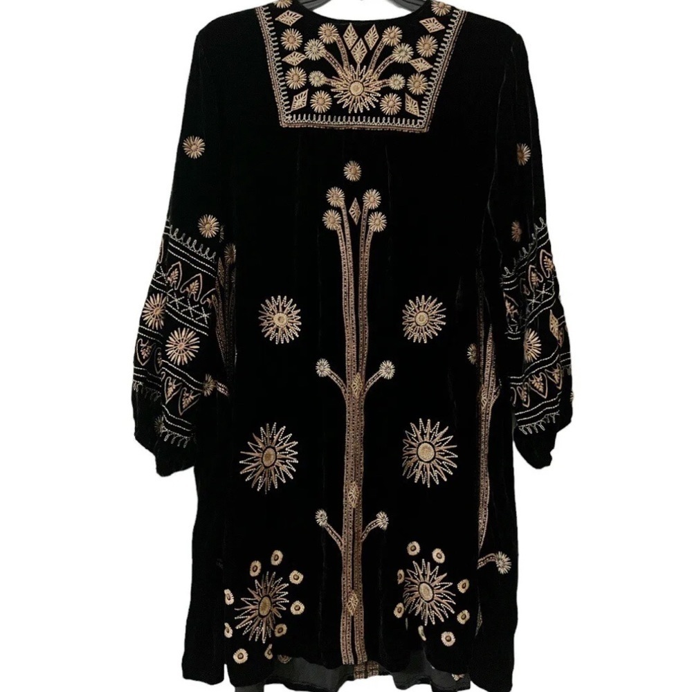 Johnny Was Heidi Velvet Yoke Dress Embroidered Beaded Tassel NWT - Picture 3 of 12